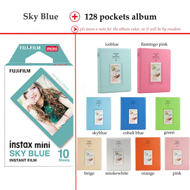 Fujifilm Instax Mini Film Blue 10 листов для 9 8 + 7s 70 90 25 мгновенная полировка камера смартфон