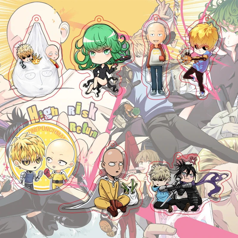 

Anime ONE PUNCH-MAN Saitama Terrible Tornado Genos Cosplay Acrylic Keychain figure Keyring Pendant Cute Xmas Gifts