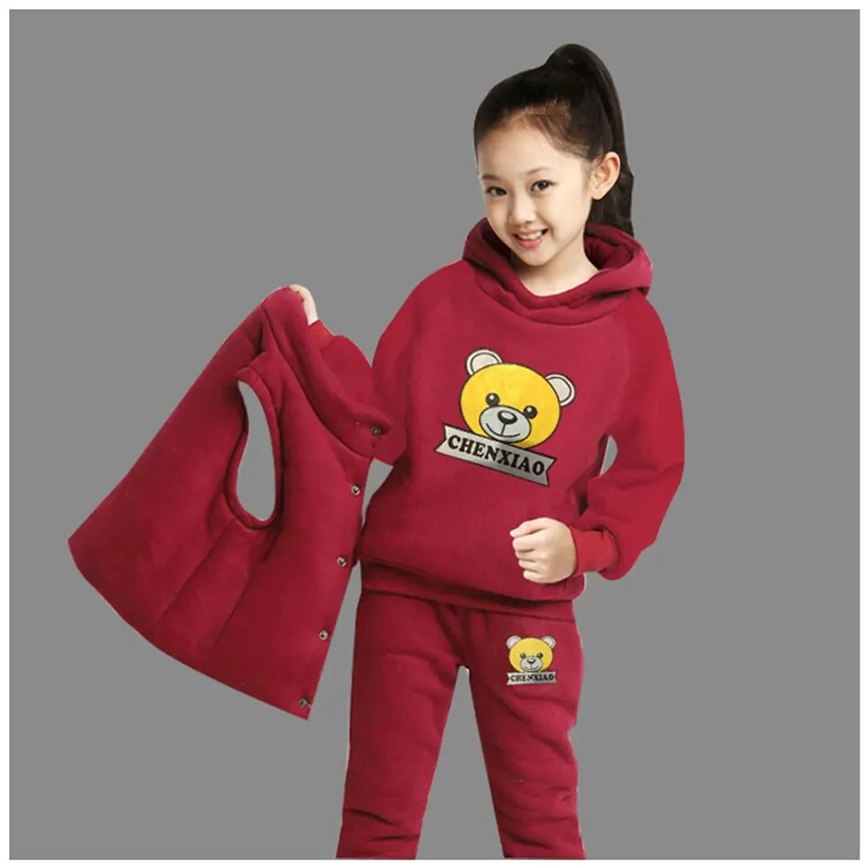 Roupa do Bebê das Meninas dos Meninos Ano de Idade Bebê Meninos Roupas Definir Outono Inverno 2 Cores Tops Cabolsas Calças Colete 3 Pcs Outfits Set 2019 4-12 7 High Quality Mamãe e Bebê