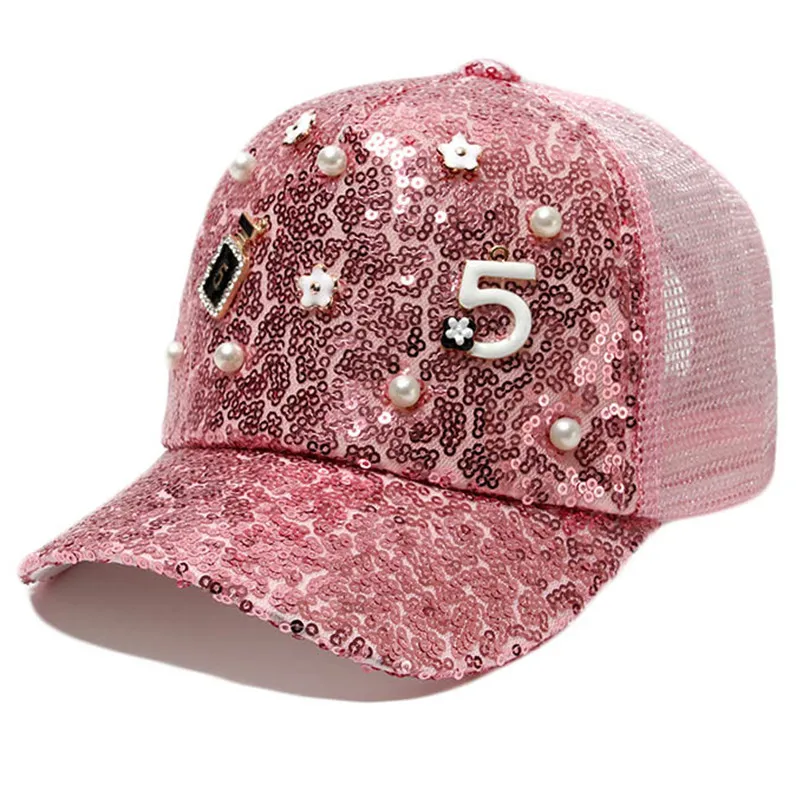 Children Sequin Pearl Baseball Caps Sun Hats Baby Girls Sun Visor Hats