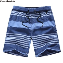 Мужские летние хлопковые пляжные шорты в полоску, Модные дышащие эластичные шорты с карманами, свободные пляжные шорты для серфинга, бега, спортзала