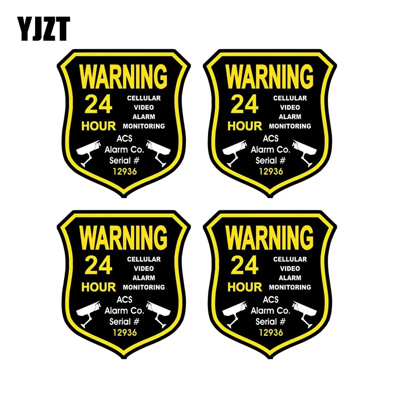 

YJZT 12.1CM*13.5CM 4X Car Styling Personality ACS Alarm Surveillance Security Camera Reflective Car Sticker C1-7601