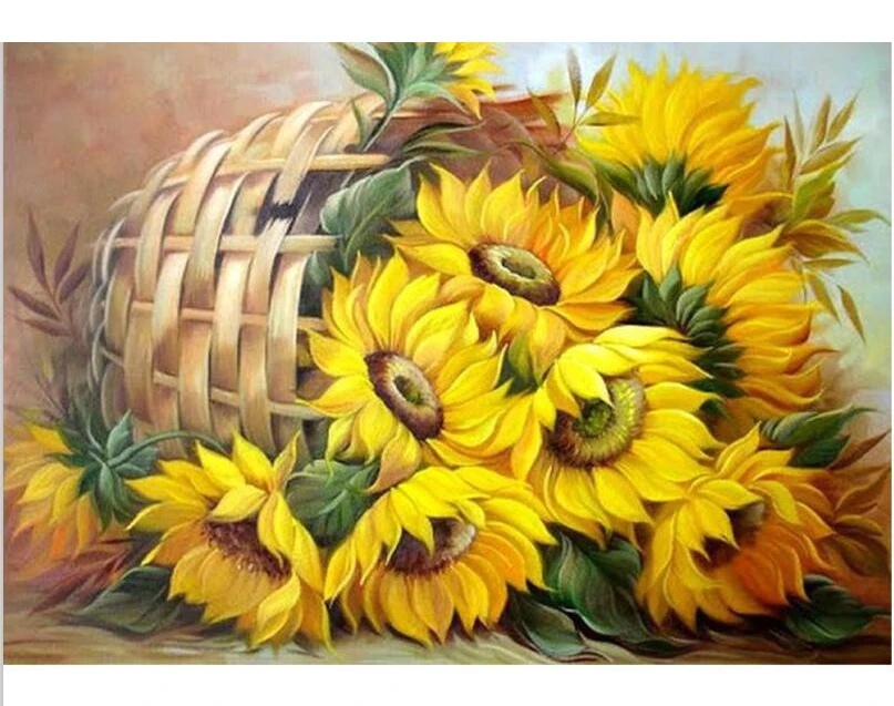 

5d Diy Full square Diamond Painting Cross Stitch Diamond Embroidery Crystal Round Sunflower Diamond Mosaic Pictures Needlework