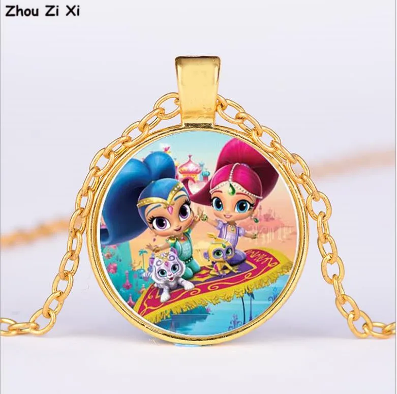 Shimmer And Shine wish little sister time gem Подвеска Ожерелье из стекла игрушки - Цвет: 4