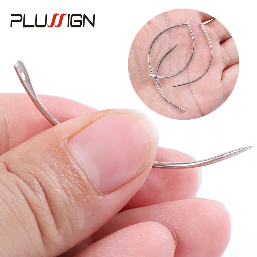 Plussign C Curved Needles Hand Sewing Needles Not Rusty Weaving Hair Extension Needle Modelling And Crafts Sewing Hair Tools hair extensions tool lace wig needles