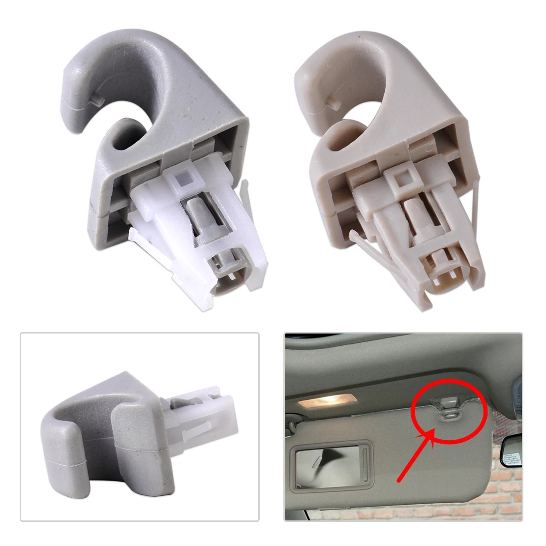 New Grey /Beige Sun Visor Hook Clip Bracket Hanger Fit for Toyota Camry Corolla Highlander RAV4 Prius Solara 2004 2005 2006 2007 New Grey /Beige Sun Visor Hook Clip Bracket Hanger Fit for Toyota Camry Corolla Highlander RAV4 Prius Solara 2004 2005 2006 2007