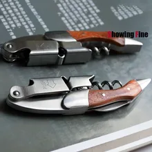 Многофункциональный открывалка для бутылок штопор для вина с ручкой из многослойного дерева сдвоенные рычаги открывалка с фланелевой сумкой пакет