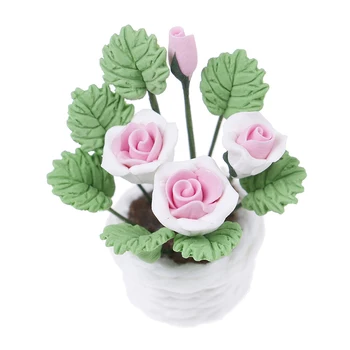 

Artificial 1/12 Dollhouse Miniature Fake Plant Flower In Pot Fairy Garden Toy Dollhouse Garden Accessories New Arrival
