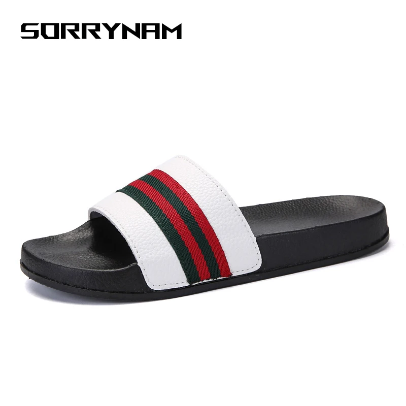 Men Slippers Summer Flat 2019 Shoes Breathable Beach Wedge Black White Flip Flops Brand Slides huismerk kopen in de aanbieding Men Slippers Summer Flat 2019 Shoes Breathable Beach Wedge Black White Flip Flops Brand Slides huismerk kopen in de aanbieding