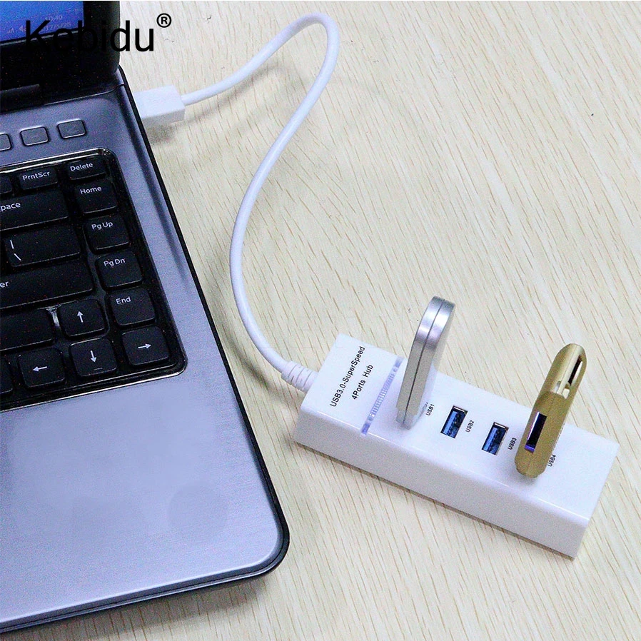

kebidu Mini 4 Port HUB High Speed USB 3.0 Splitter Adapter Hub with Cable For Macbook PC Laptop