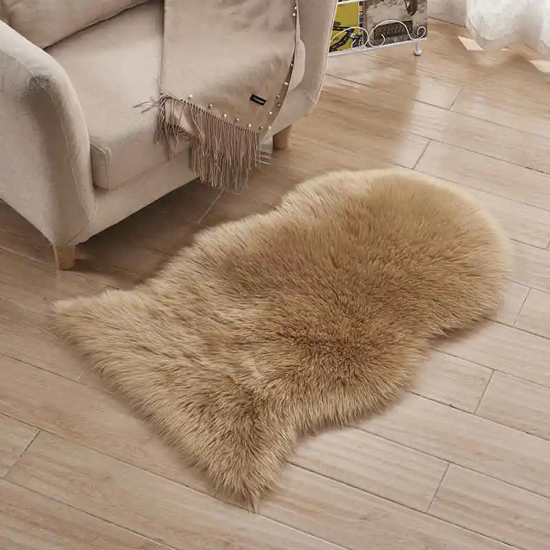 Faux Sheepskin Silky Rug Handmade Artificial Wool Carpet (5)
