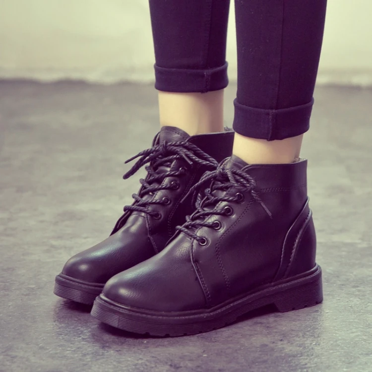 

British spain Ankle vintage Boots lace up Platform Waterproof Motorcycle Bowtie casual Martin Boots students short boots
