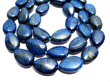 

Full strand 16" Lapis Lazulie Beads oval olive egg flat Blue Gold Lapis Gemstone 13x18mm