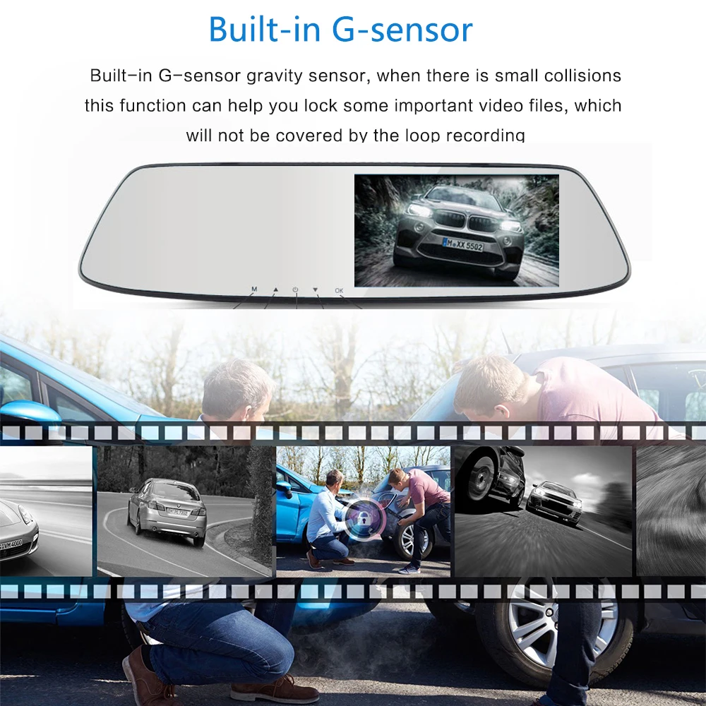 Smart 4.7 inch Touch Car Dvr rearview mirror 1296P FHD IPS car driving video LDWS car reverse image dual lens G-sensor DVRs Smart 4.7 inch Touch Car Dvr rearview mirror 1296P FHD IPS car driving video LDWS car reverse image dual lens G-sensor DVRs
