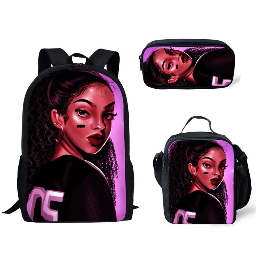 FORUDESIGNS/3 шт./компл. школьные рюкзаки для девочек Школьный рюкзак детский черный женский художественный Африканский принт детская школьная