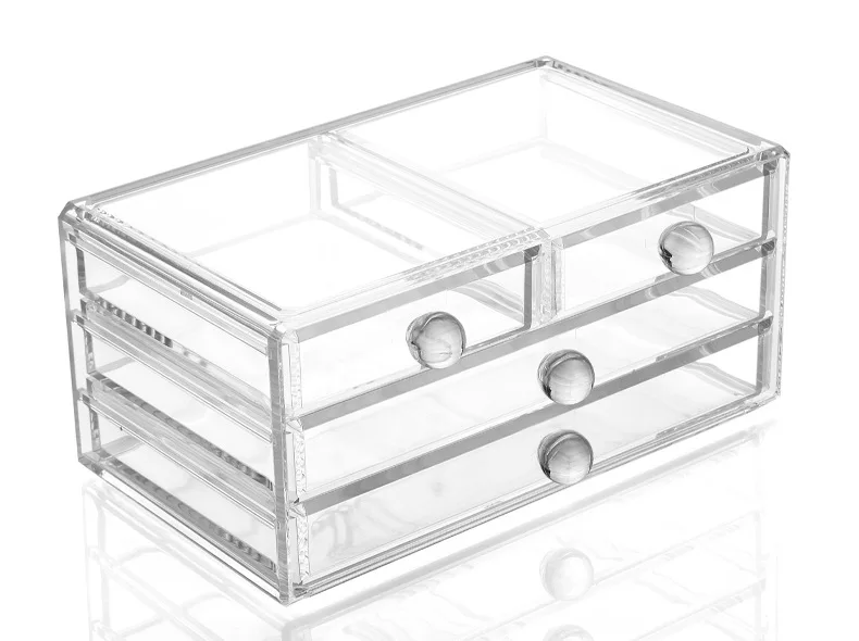 Atistic 16 grids 3 Drawers Crystal Cosmetic Organizer Makeup Jewelry Lipstick Brush Insert Holder Box With Mirror Storage Case (7)