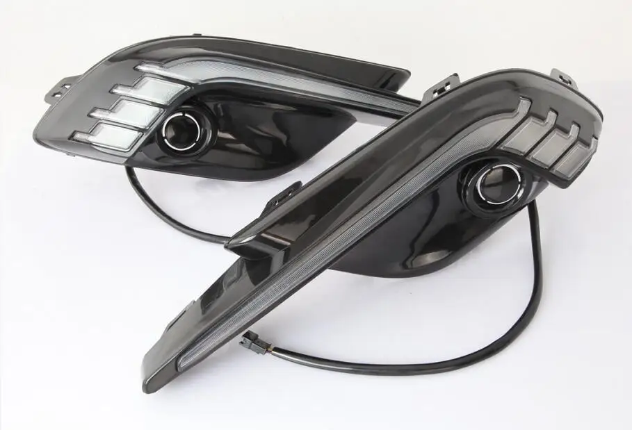

eOsuns led drl daytime running light for mazda 3 axela 2017 with yellow turn light function, blue night light, wireless switch
