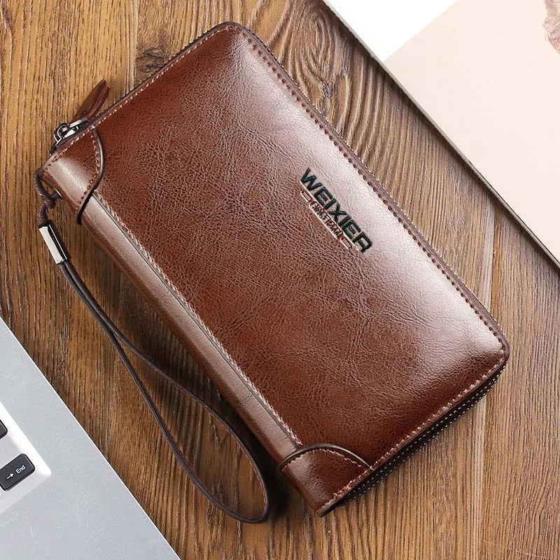Brand Long Wallet Men Double Zipper Coin Pocket Purse Men Wallets Casual Business Card Holder Vintage Large Wallet Male Clutch Brand Long Wallet Men Double Zipper Coin Pocket Purse Men Wallets Casual Business Card Holder Vintage Large Wallet Male Clutch