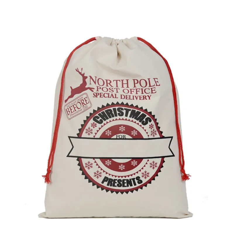 小売2ピース/ロットクリスマス巾着ギフトバッグ50*70センチサンタ袋クリスマスキャンバスクリスマスギフトバッグヘラジカメリークリスマスの