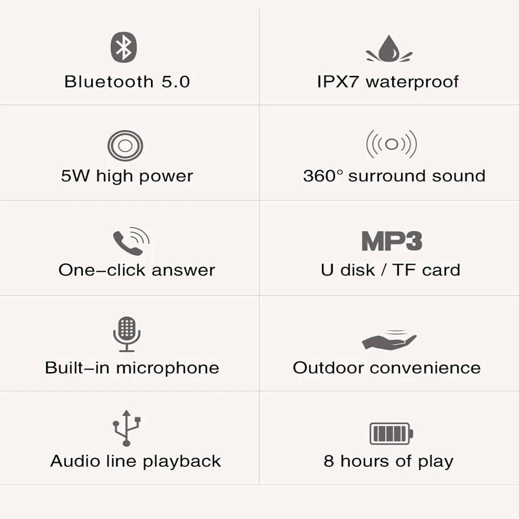 Портативная беспроводная уличная Bluetooth Колонка IPX7 водонепроницаемая 5 Вт с