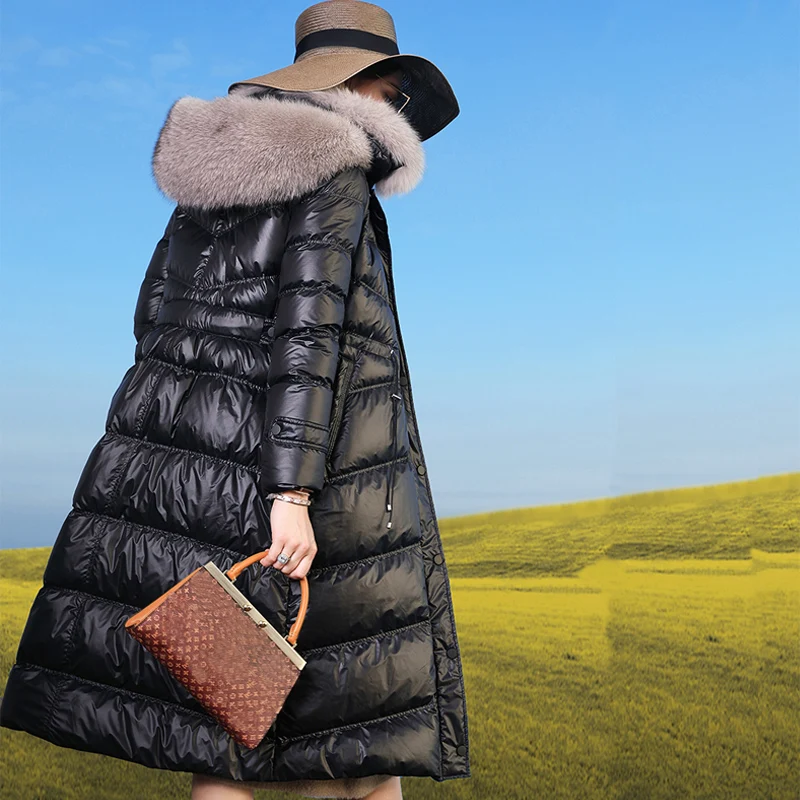 Goede Grote Echte Vos Bontkraag 2019 Winter Jas Vrouwen Vrouwelijke Down Jas Witte Eendendons Parka Hooded Winter Jas Vrouwen waterdicht