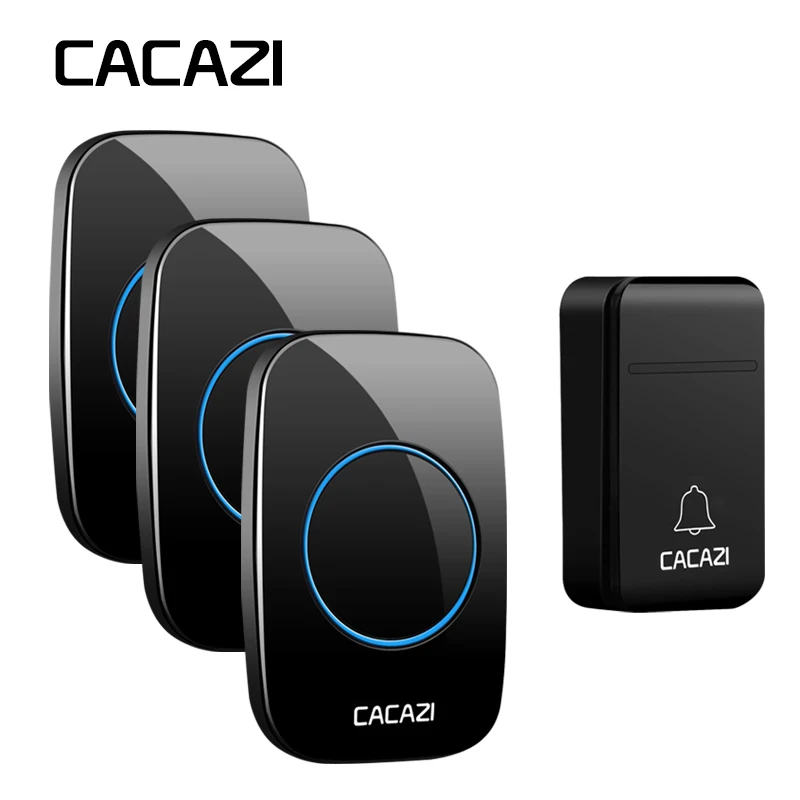 

CACAZI Self-Powered Wireless Waterproof Doorbell Smart 200M Remote LED No Battery Home Calling Bell 38 Rings 3 Volume EU Plug
