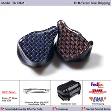 Hisenior T6 12Units Balanced Armature CIEM Custom Fit In Ear Monitor Noise Cancelling Earphone DHL FEDEX