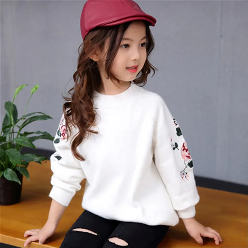 

kids Sweaters For Girls Children Clothing 2018 Autumn Winter Knitted Sweaters Girls Tops Round neck pullover Clothes AA1850