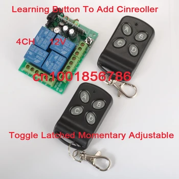 

12V 4CH Wireless Switch Receiver &2 Transmitter Momentary Toggle Latched RF Wireless Remote Control Switch System LED SMD ON OFF