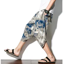 Sinicism мужские модные повседневные мужские брюки свободные дышащие хлопковые льняные брюки по лодыжку с карманами брюки S-5XL