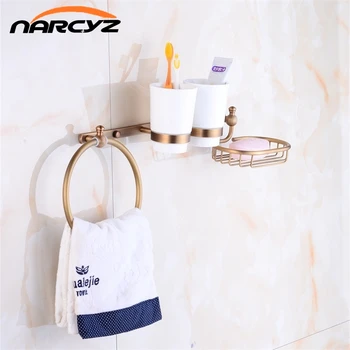 

Wall Mounted Towel Ring 2 Cup Holder Soap Dish Holder Mulit-Function Shower Caddy Organizer Bathroom Storage Rack Shelves 9063K