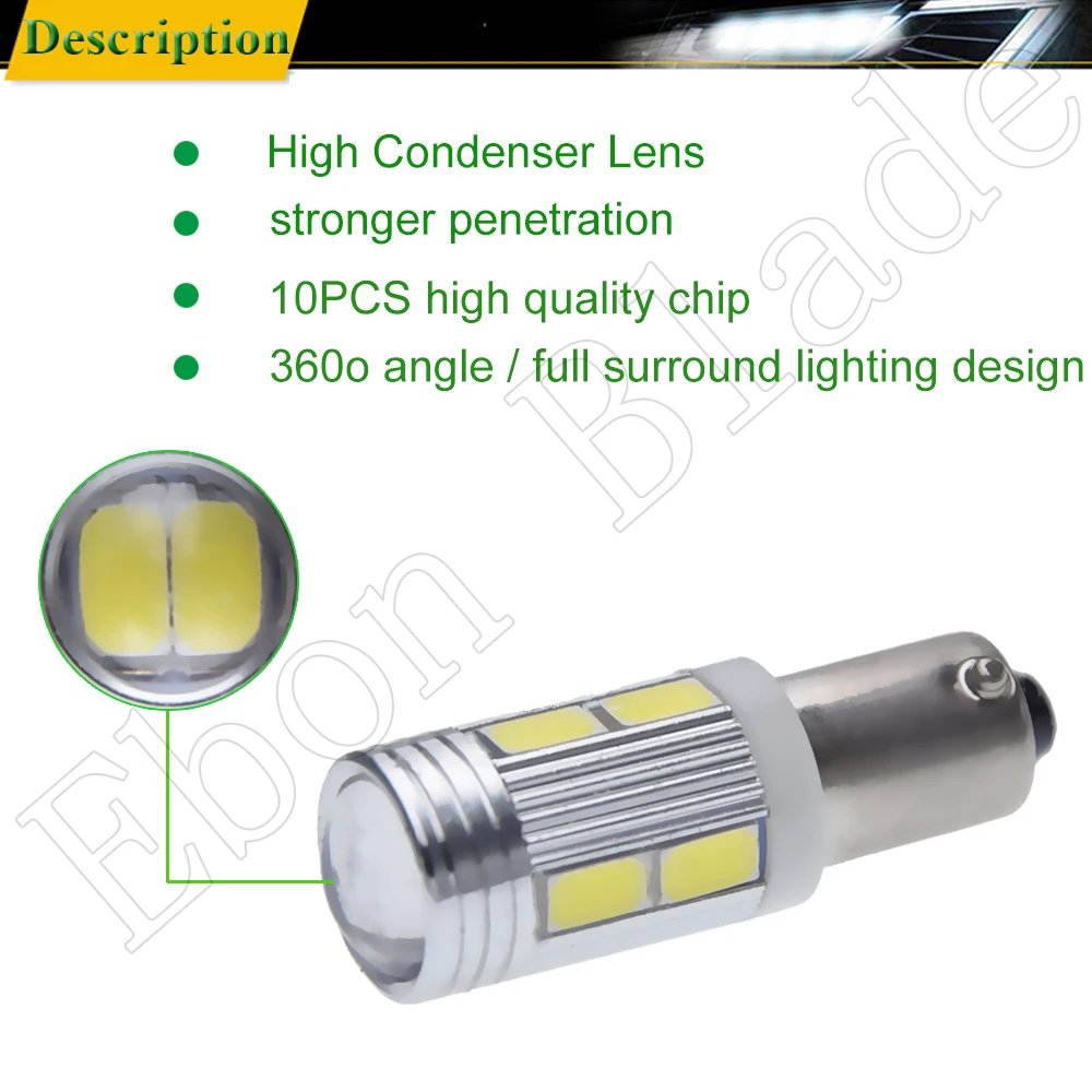 Светодиодный фонарь заднего хода H21W BAY9S BA9S T4W BAX9S H6W 5630 10SMD угловая лампочка