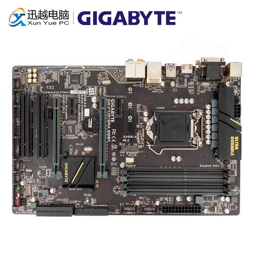 Gigabyte GA-Z170-HD3 DDR3 рабочего Материнская плата Z170-HD3 DDR3 Z170 LGA 1151 Core i7 i5 i3 DDR3 64G SATA3 USB3.0 VGA HDMI DVI ATX