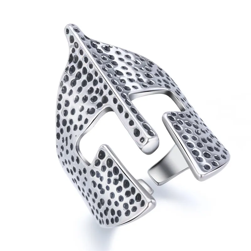 

1Pc European Fashion Roman Soldier Helmet Opening Ring For Men Punk Ancient Silver Color Hollowed Finger Ring Jewelry R193-5