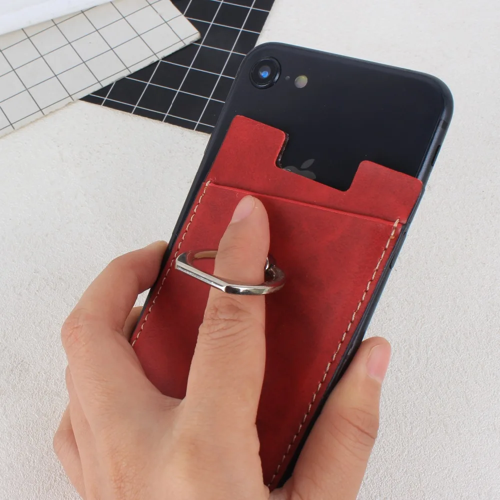 Wallet Leather Finger Ring Mobile Phone Smartphone Stand Holder For iPhone X 8 Universal Phone holder Car Mount For Samsung