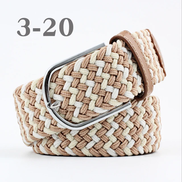 ZLD 60 Colors Female Casual Knitted Pin Buckle Men Belt Woven Canvas Elastic Expandable Braided Stretch Belts For Women Jeans 27