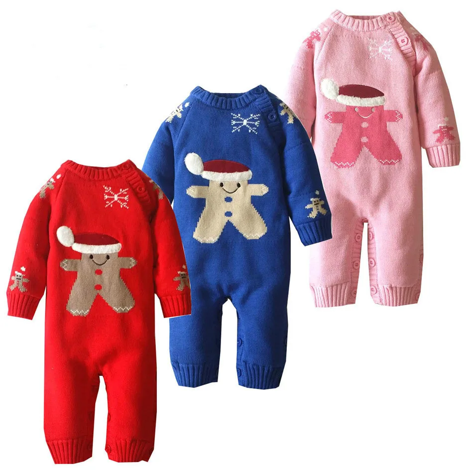 

2017 Baby Boys Romper Winter Christmas Snowman Thick Warm Baby Knitting Velvet Rompers Newborn Infant Toddler Jumpsuit Coveralls