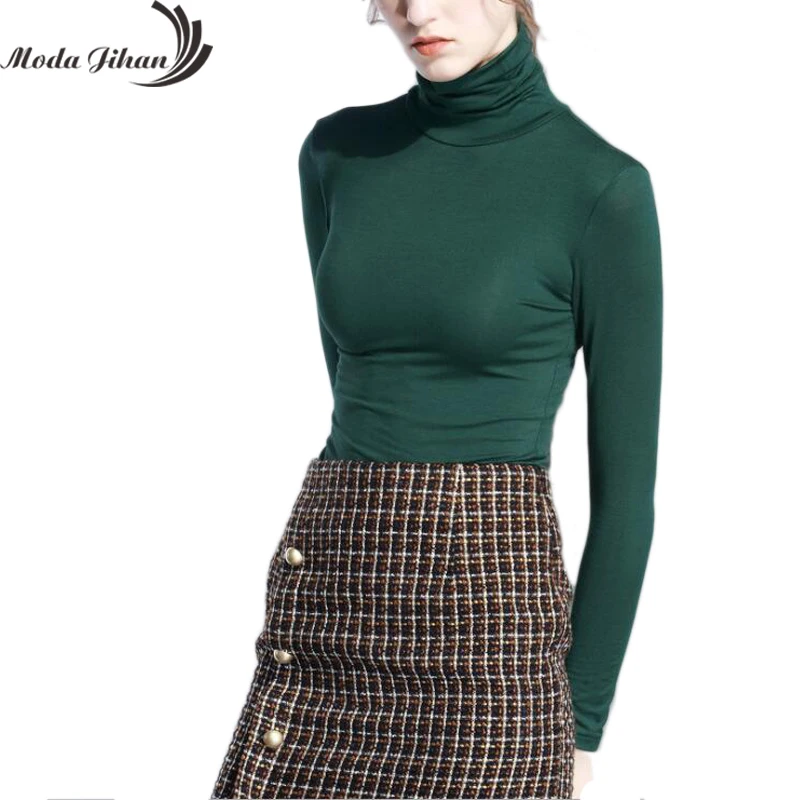 Moda Jihan Women's Shirts Long Sleeve Folded Slim Tops Turtle Neck Plus Size Elegant Ladies Bottoming Shirts Slimming Moda Jihan Women's Shirts Long Sleeve Folded Slim Tops Turtle Neck Plus Size Elegant Ladies Bottoming Shirts Slimming