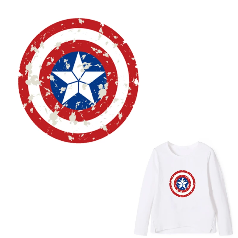 

Broken Captain America Shield iron on patches patch for clothing application of one another stripes for clothes applique toppe