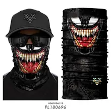 3D Venom маска для лица бесшовная бандана Косплей Велоспорт шеи Gaiter Мотоцикл Рыбалка трубчатая повязка на голову шарф повязки на голову с черепом для мужчин и женщин