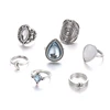 7 pièces/ensemble Vintage grand opale cristal anneaux ensemble pour femmes fille bohème Antique argent couleur Midi anneaux ensemble Floral Knuckle été ► Photo 2/6