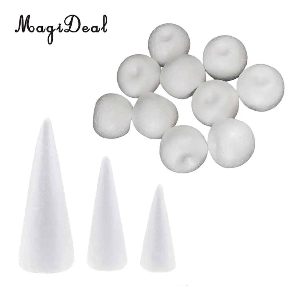MagiDeal 13Pcs Cone  Styrofoam Foam For Handmade DIY Hand Crafts Xmas for kids Modelling projects handmade Christmas Tree 