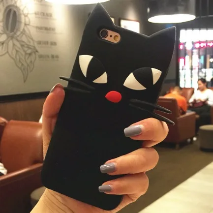 Для iphone 5 5S SE 6 Plus 7 P 8 плюс Корея Роскошные Прекрасный мультфильм милый 3D черный