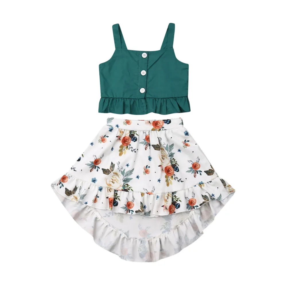 Одежда для маленьких девочек 1-5 лет комплект одежды летний топ футболка юбка с