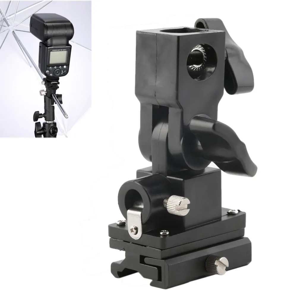 

Type B Hot Shoe Flash Umbrella Holder Swivel Light Stand Bracket For Camera