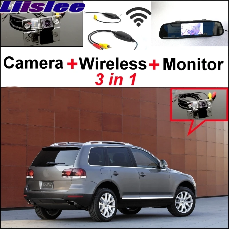 Lisslee 3 in1 Special Wifi Camera + Wireless Receiver + Mirror Monitor Easy DIY Back Up Parking System For Volkswagen VW Touareg
