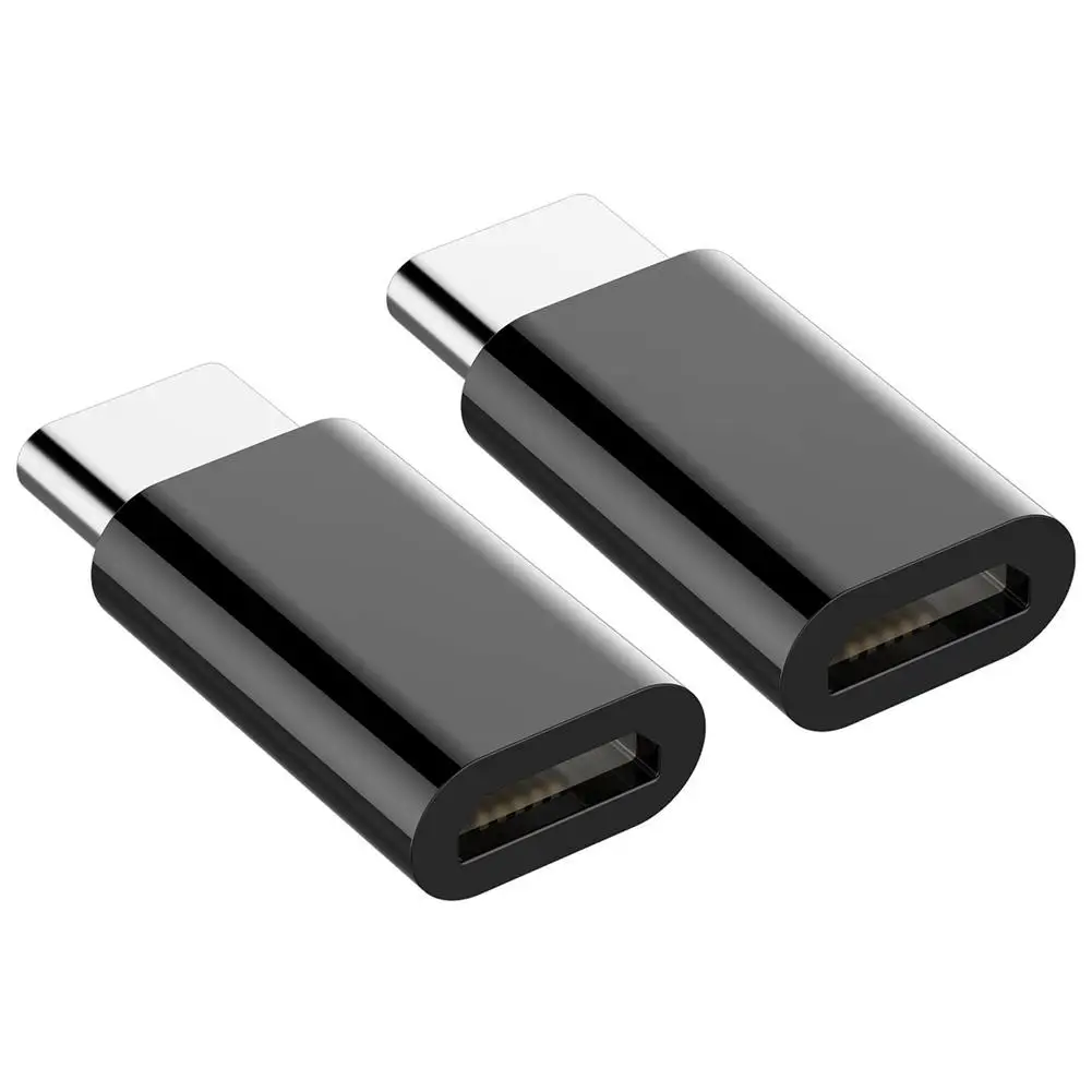 EastVita 2 шт. type C к Micro USB адаптер конвертер, type-C конвертер к Micro B для передачи данных и быстрой зарядки - Цвет: black