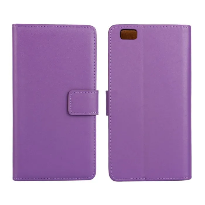 1 шт. складной чехол-книжка из натуральной кожи, чехол-кошелек для Huawei Ascend P8 Lite(5,"), держатель для ID-карты, чехол для телефона - Цвет: Фиолетовый