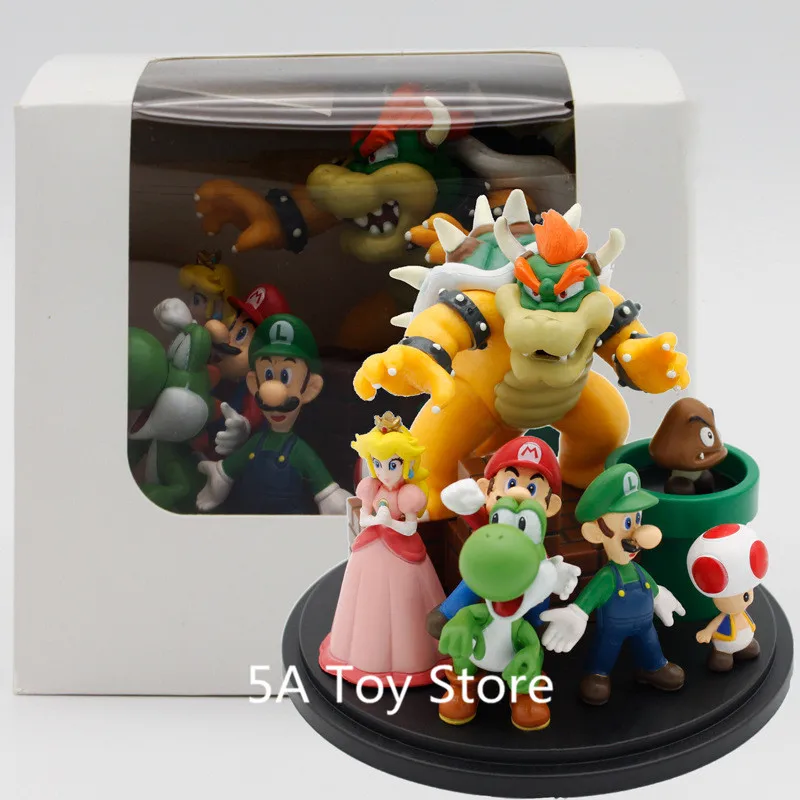 Super Mario World Toys Bowser Princess Peach Yoshi Luigi Action Figure Model
