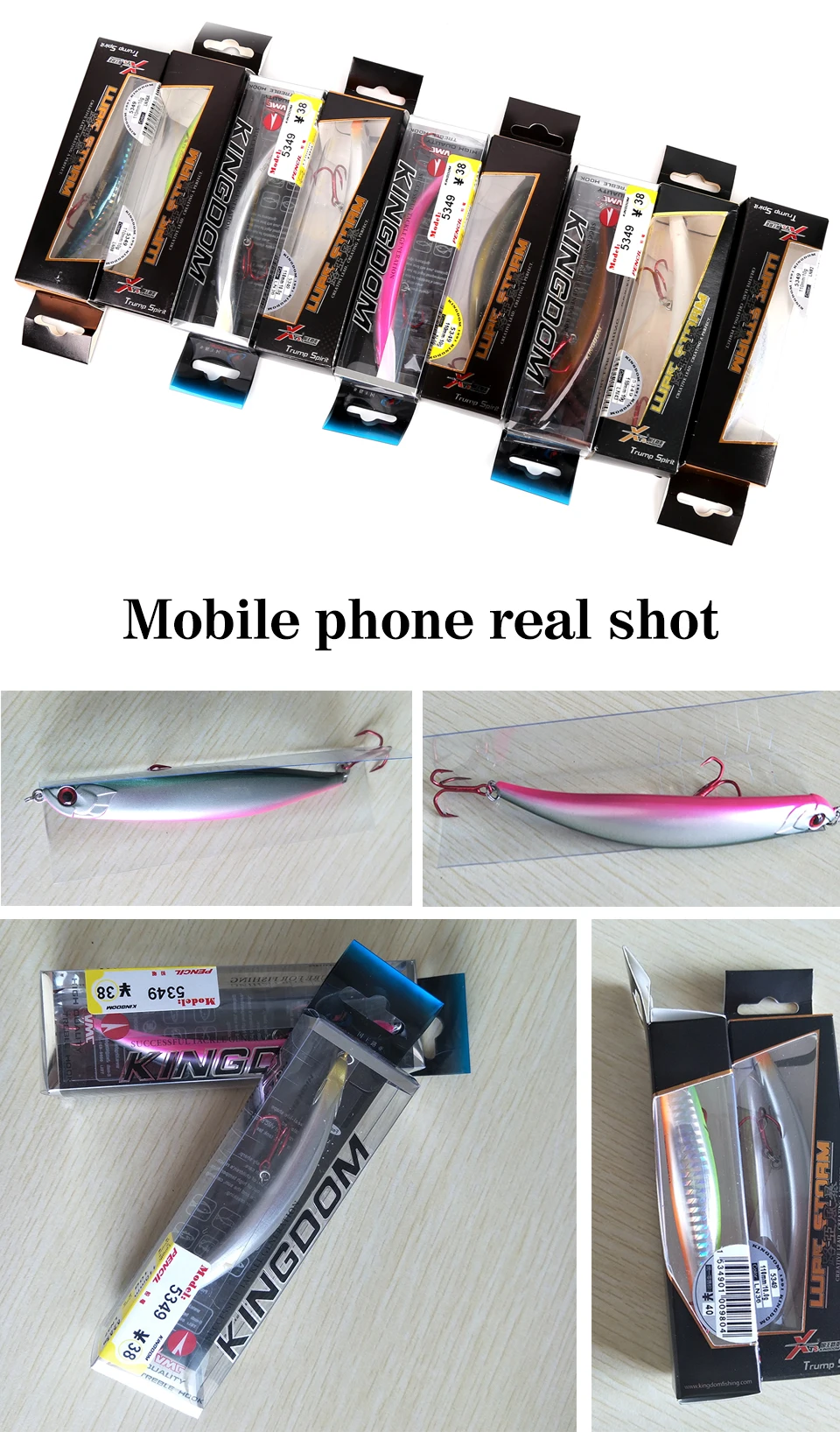 Kingdom Floating Pencil fishing lures 110mm10g 86mm6.5g Hard Baits Bending shape RED VMC Hook lure for Sea bass model 5349 (6)